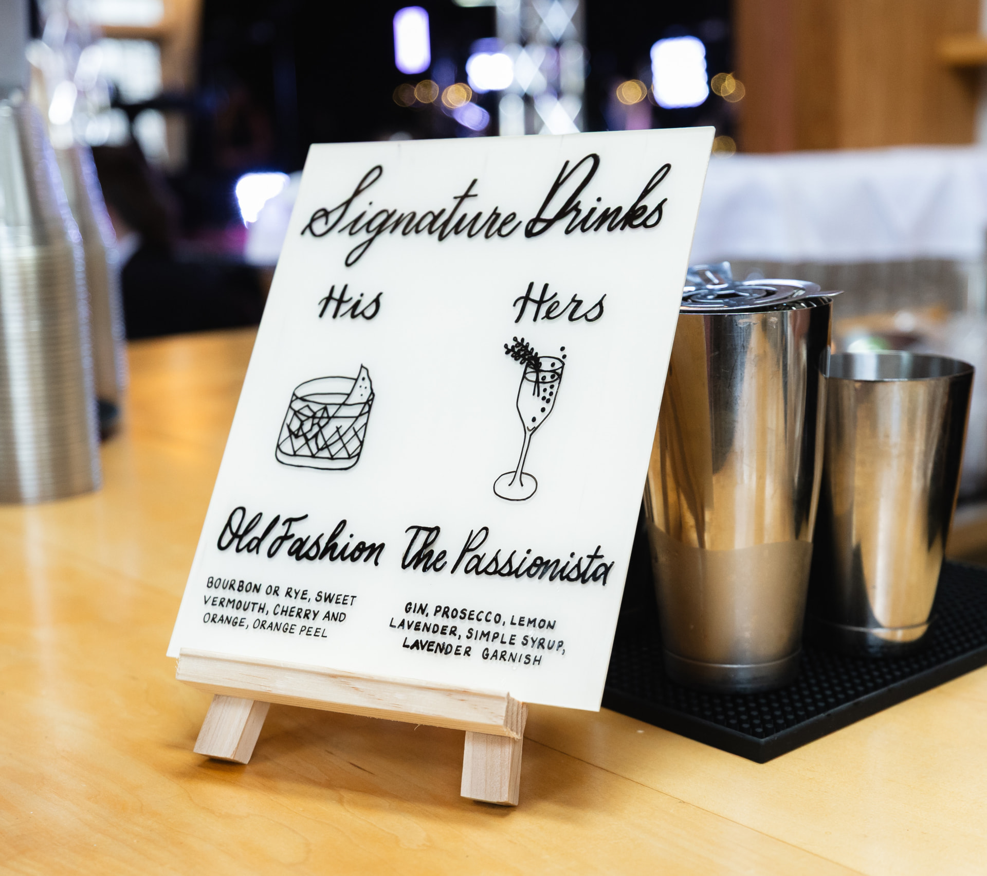 Signature Drinks Wedding Menu