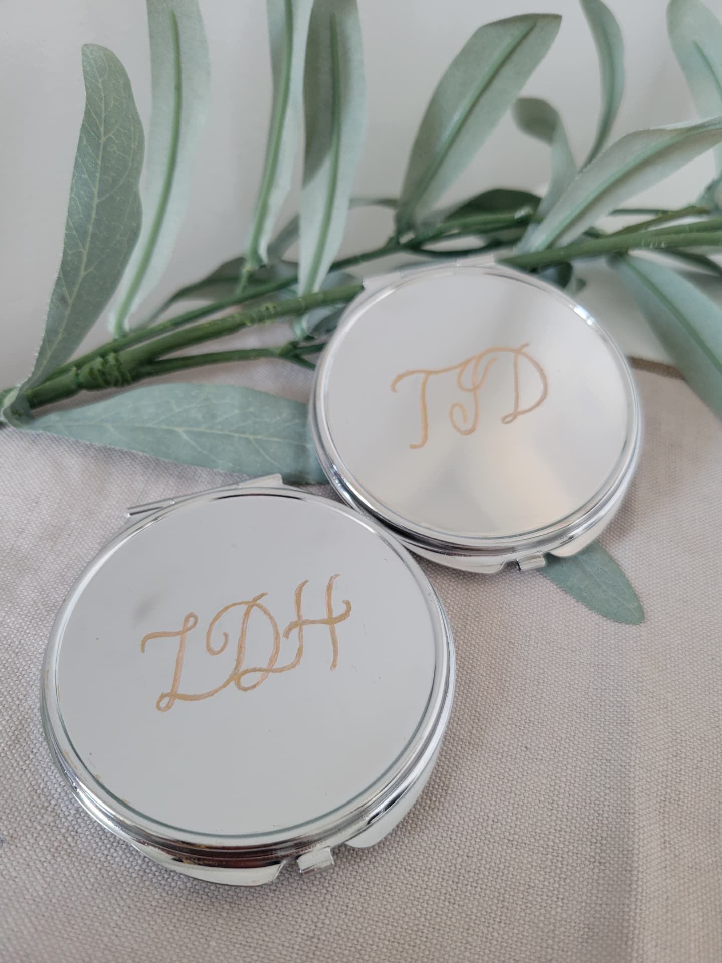 Custom Monogramed Compact Mirrors